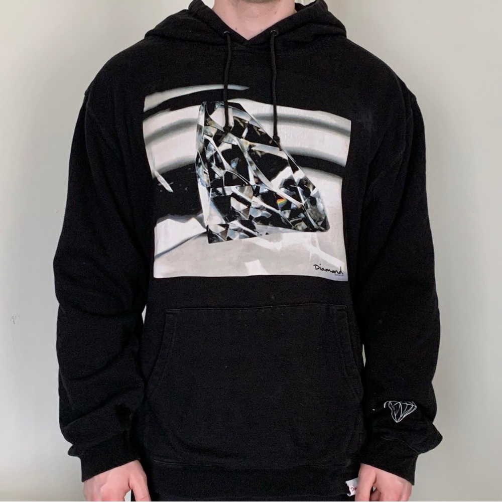 Diamond Supply Co Hoodie Sweatshirt Streetwear Skater Black White Graphic Design